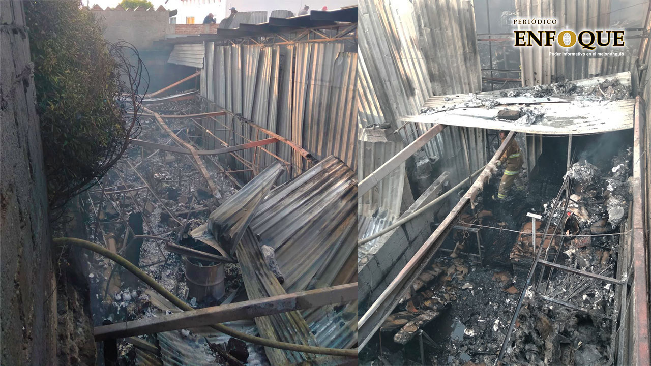 Por: Marisol O Solo daños materiales se reportan en el incendio del taller artesanal en Amozoc