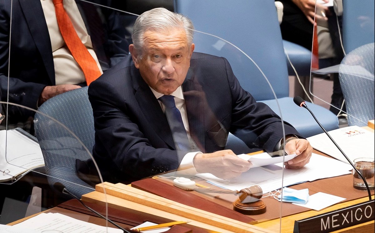 Por: Cortesía Propone AMLO en su asistencia a la ONU que las empresas más ricas del mundo donen el 4% de sus fortuna