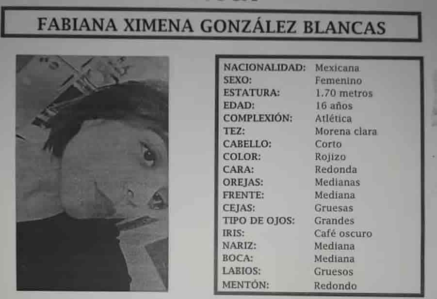 Por: Cortesía Ayuda a localizar a Fabiana Ximena; fue vista por ultima vez en colonia La Libertad el 6 de noviembre