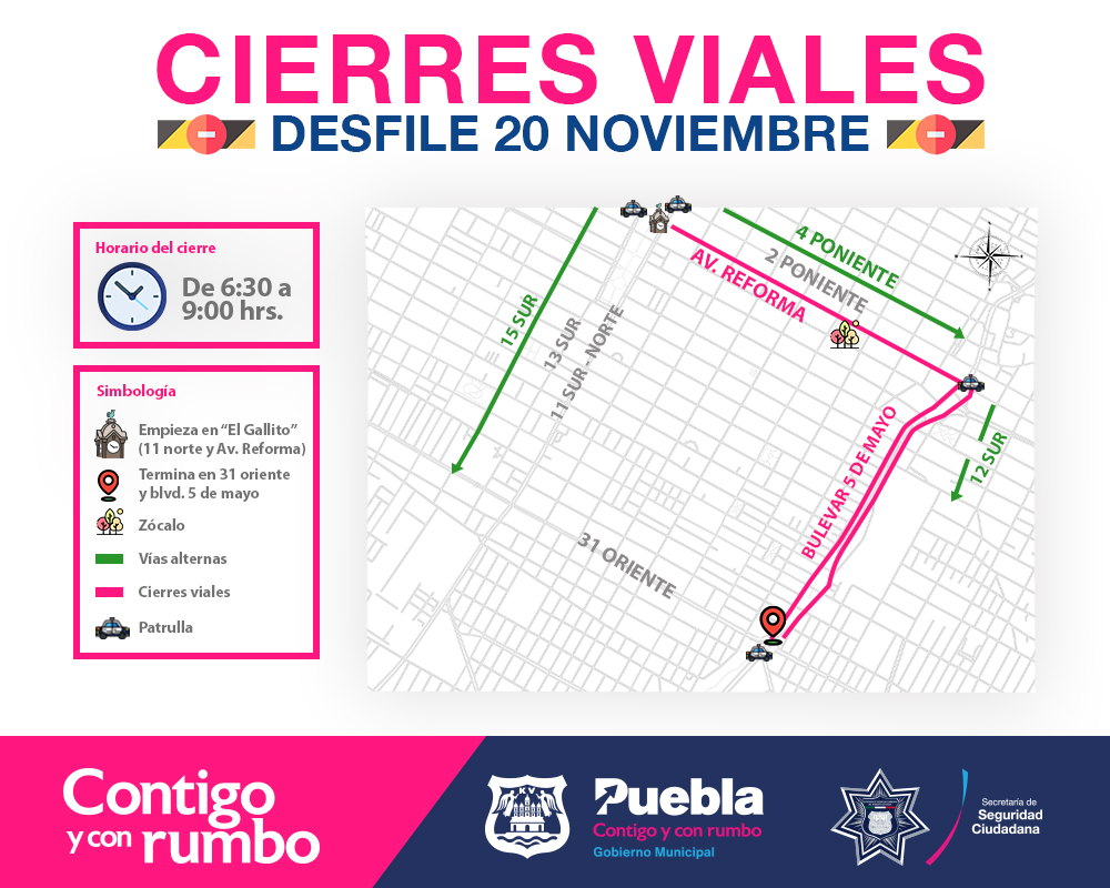 Por: Cortesía Mañana habrá cierres viales por desfile de la Revolución Mexicana