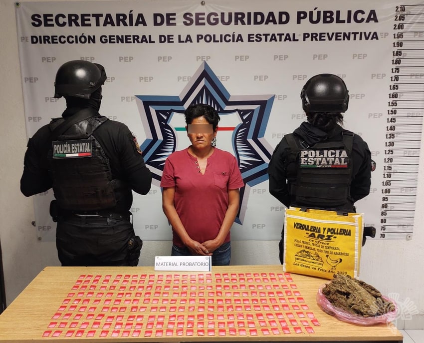 Por: Cortesía Por segunda vez detienen a "La Flaca" narcomenudista de la ciudad de Puebla