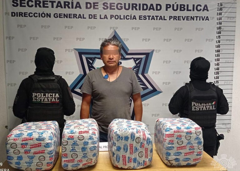 Por: Cortesía Detienen a hombre con 26 kilos de marihuana en Puebla; recibía pedidos por teléfono