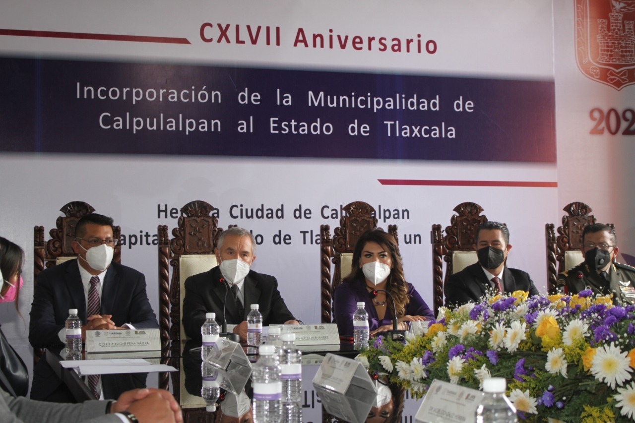 Por: Cortesía Trabajo coordinado entre gobierno y municipio de Calpulalpan, en su 147 aniversario de adhesión al Estado