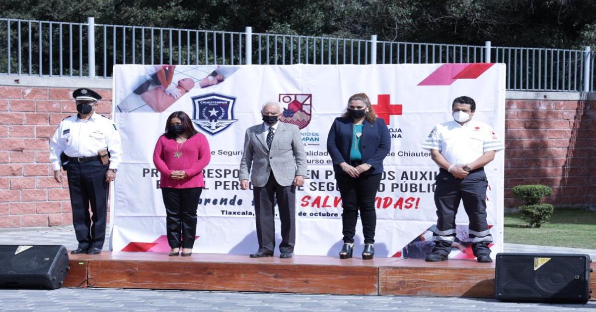 Por: Cortesía Reciben policías de Chiautempan curso sobre primeros auxilios de la Cruz Roja