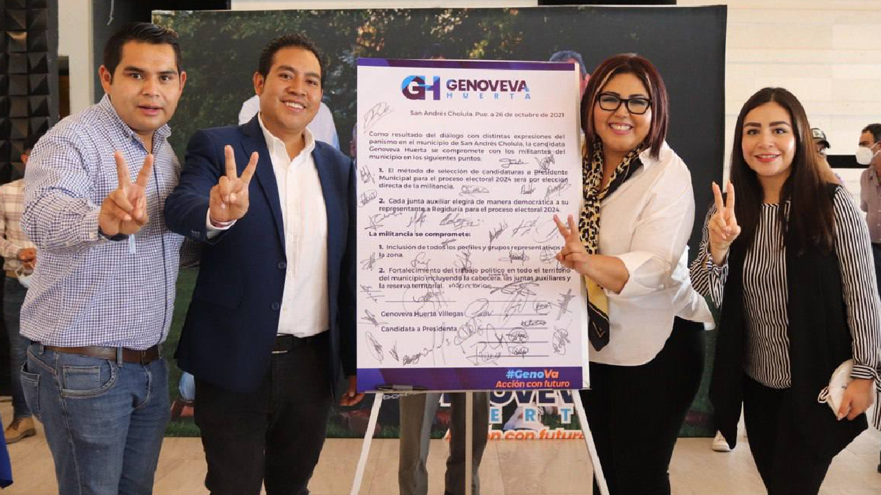 Por: Cortesía Genoveva Huerta se comprometió en Cholula a que la elección de candidaturas en el PAN se hará valer el voto de la militancia