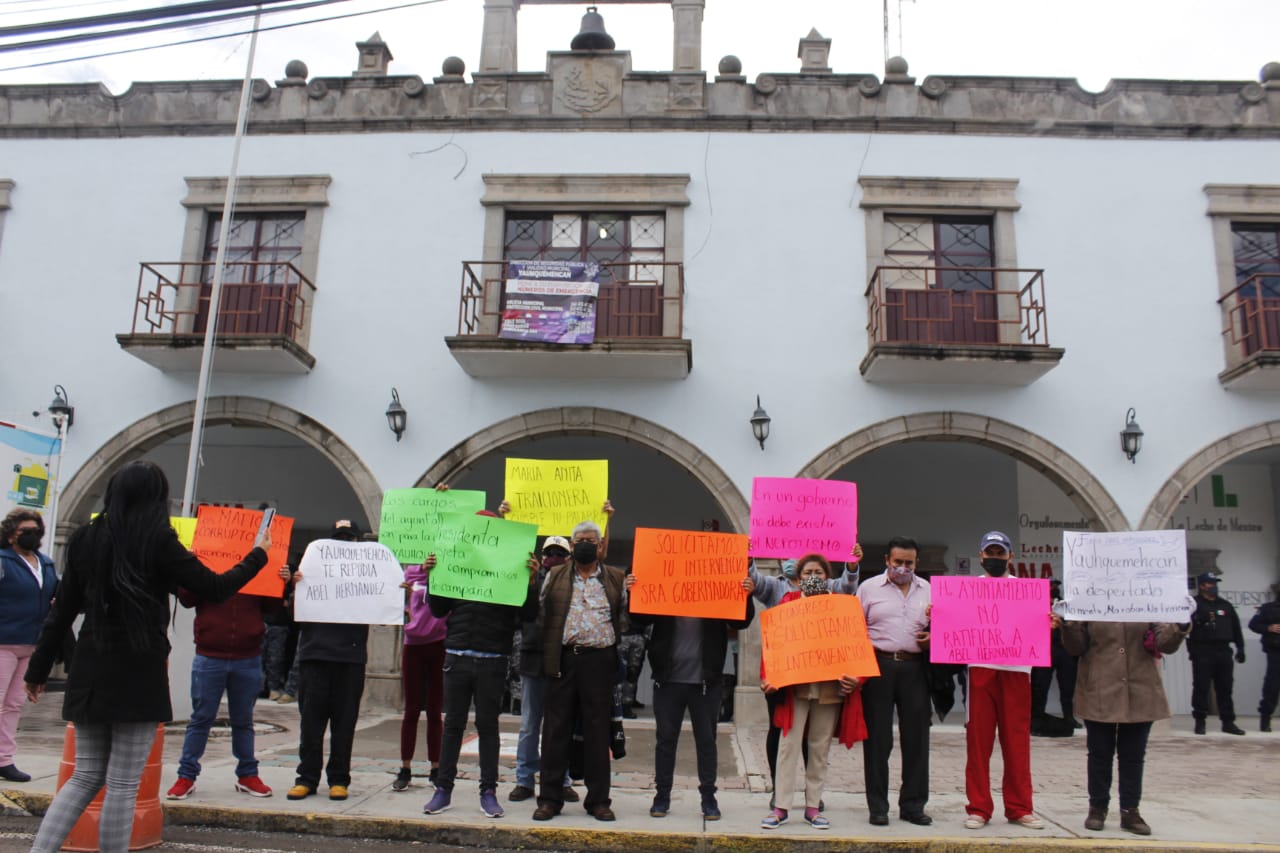 Pobladores de Yauhquemecan se pronuncian en contra de secretario de ayuntamiento, acusan nepotismo