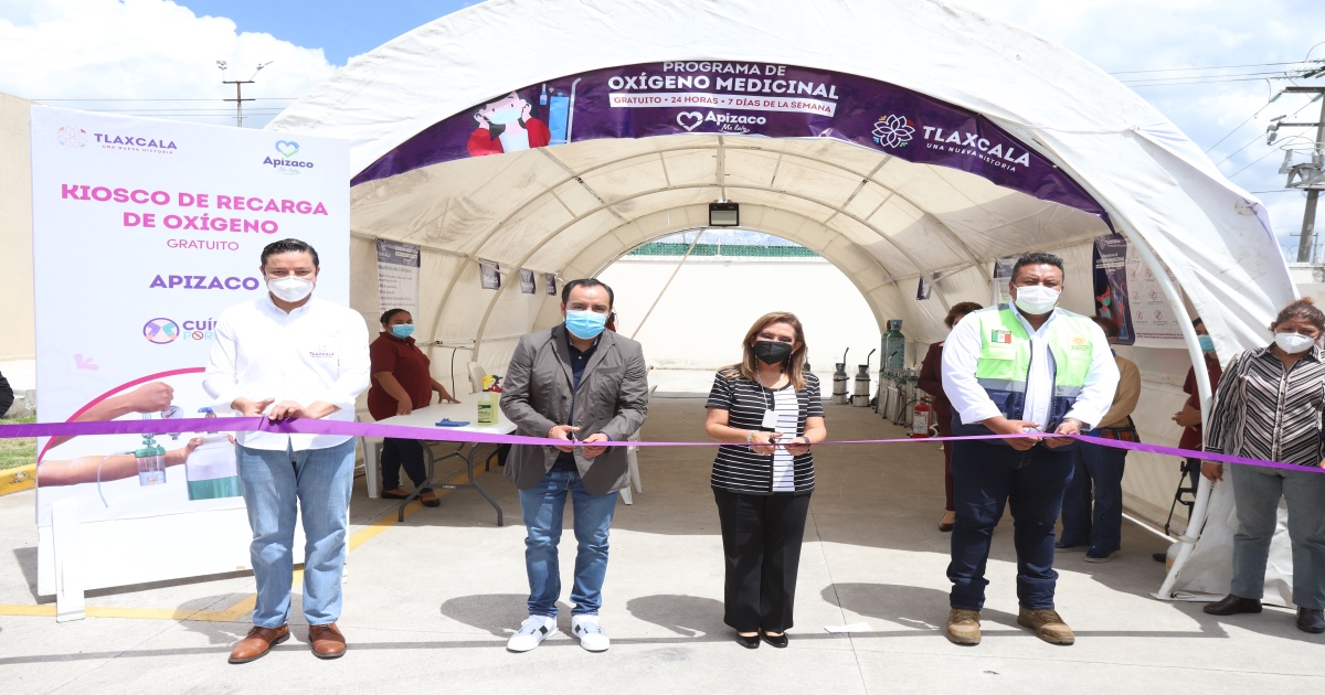 Por: Cortesía Inaugura Lorena Cuéllar kioscos de oxígeno gratuito en Huamantla y Apizaco