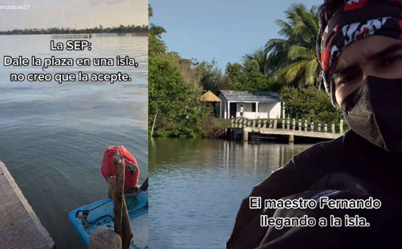 Por: Cortesía Profesor se hace viral tras viajar diario una hora en lancha para dar clases