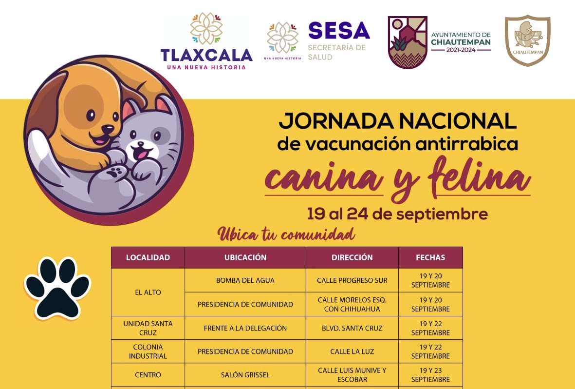 Por: Cortesía Inicia la semana de vacunación canina y felina en el municipio de Chiautempan