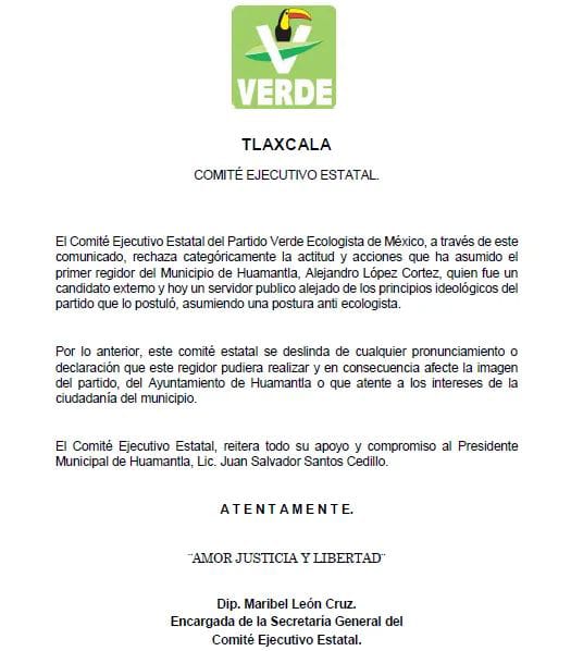 Por: Cortesía Regidor de Huamantla pierde respaldo de su partido, PVEM se deslinda