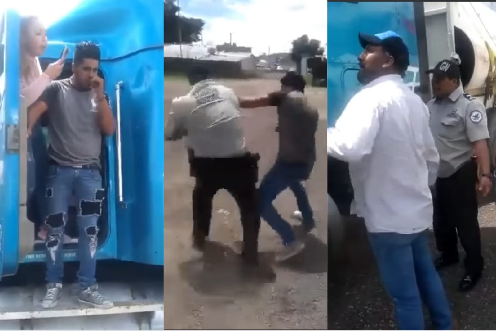 Por: Cortesía Graban a elemento de la GN en Calpulalpan, golpeó y cobró a trailero