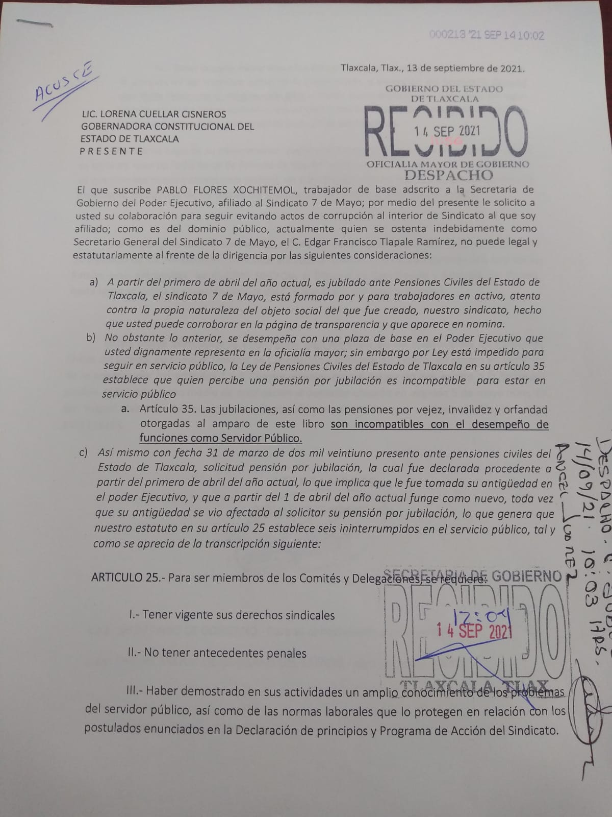 Por: Cortesía Solicitan intervención de Lorena Cuéllar en acciones de Edgar Tlapale