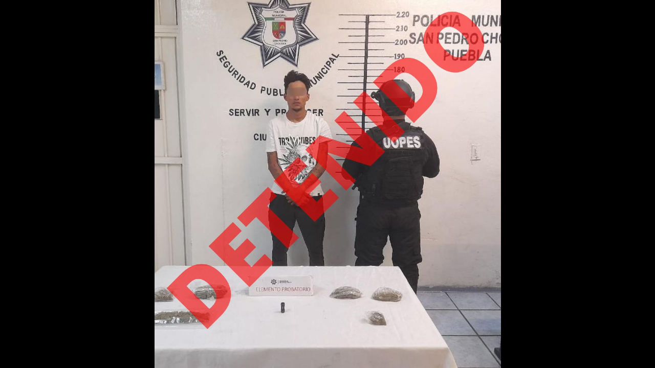 Por: Cortesía Detienen en San Pedro Cholula a presunto narcomenudista de cannabis
