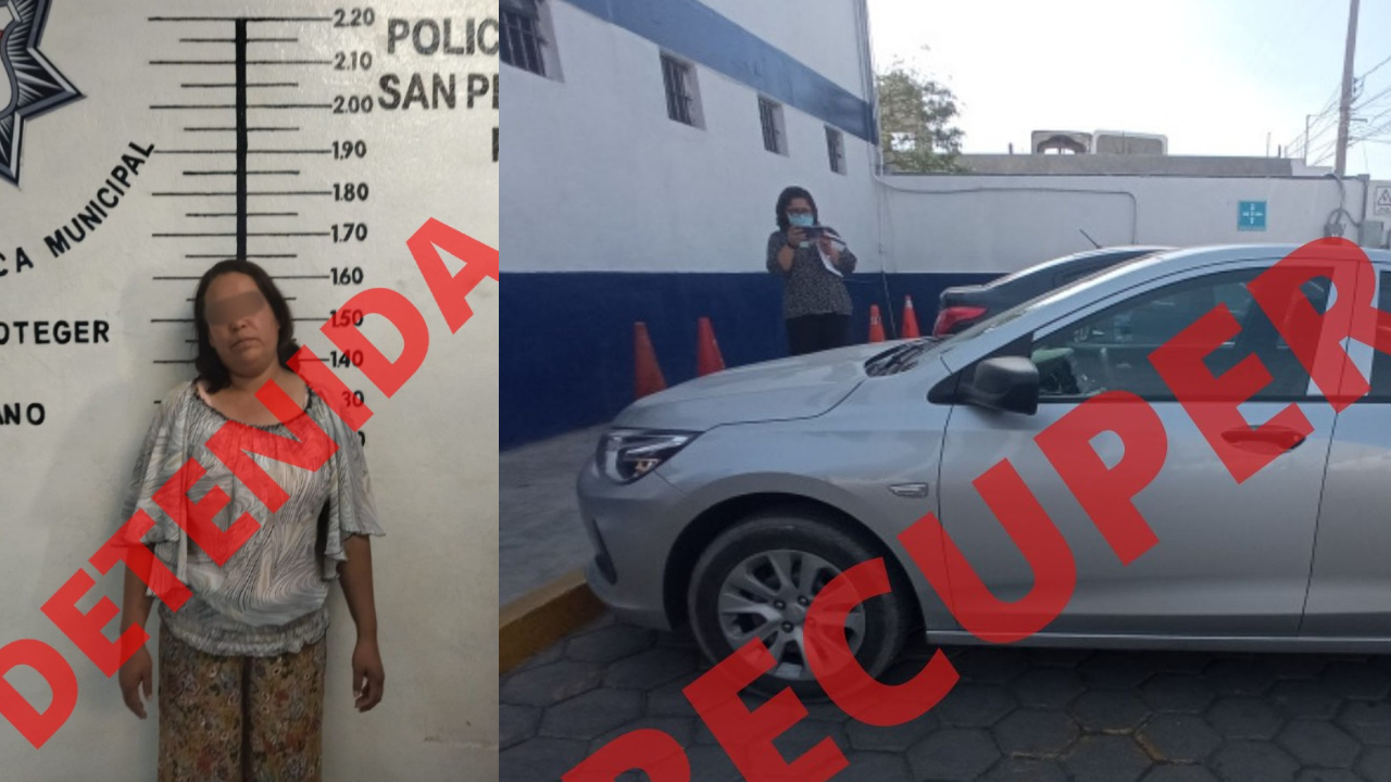 Por: Cortesía Policías de San Pedro Cholula localizaron un automóvil con reporte robo y detuvieron a su conductora