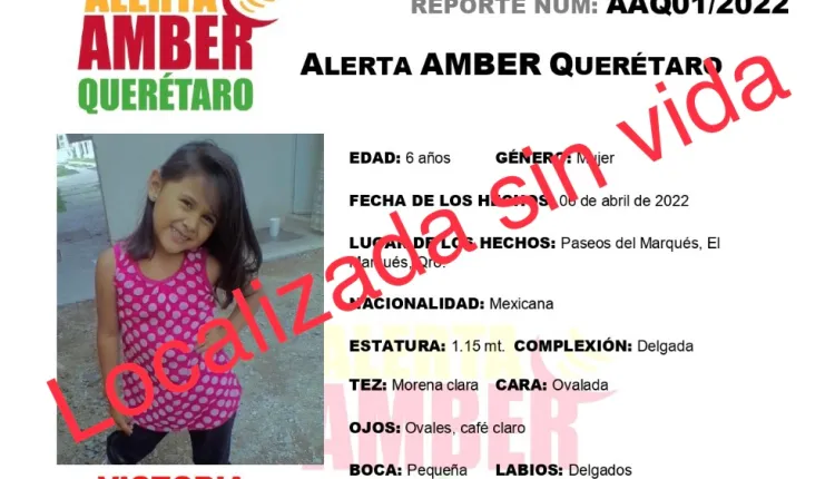 Por: Cortesía Victoria Guadalupe de 6 años salió a la papelería y ya no regresó; fue localizada sin vida en Querétaro