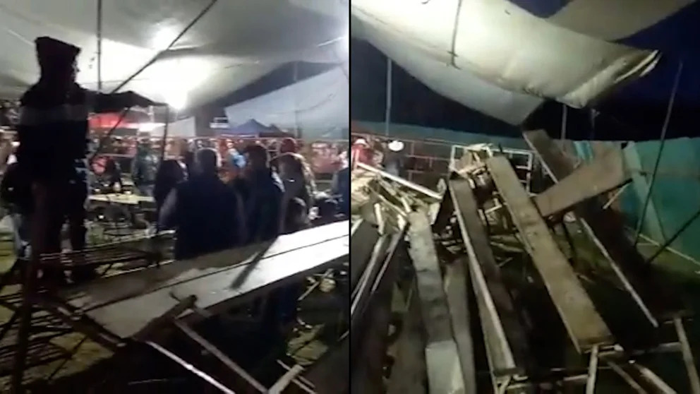 Por: Cortesía Grada en Huauchinango se desploma con más de 100 personas durante jaripeo