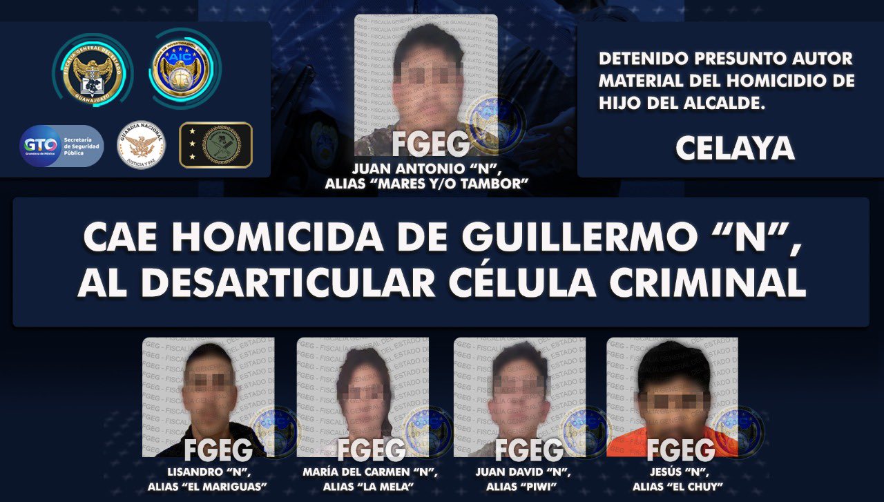 Por: Cortesía Es detenido Juan Antonio 'N', presunto asesino de hijo del alcalde de Celaya