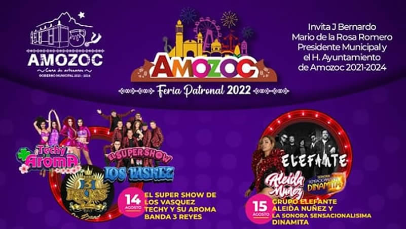 Por: Cortesía Feria de Amozoc 2022: Del 14 al 21 de agosto, cartelera oficial de artistas invitados