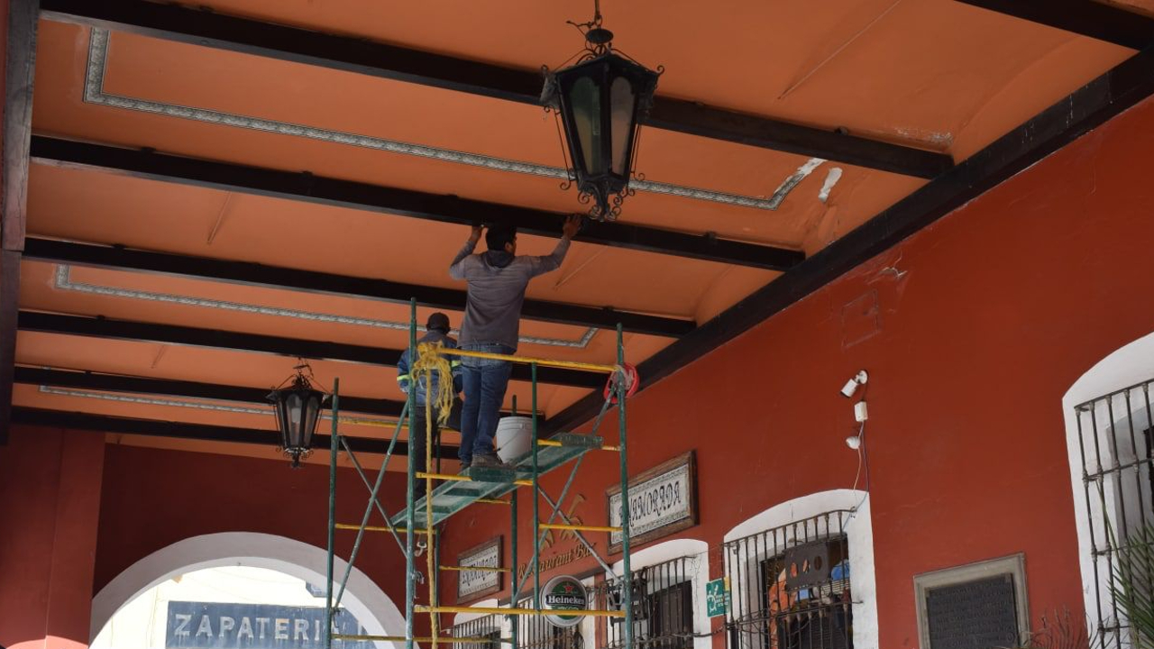 Por: Cortesía El Gobierno de Cholula espera tener lista la rehabilitación de los Portales para el mes de septiembre