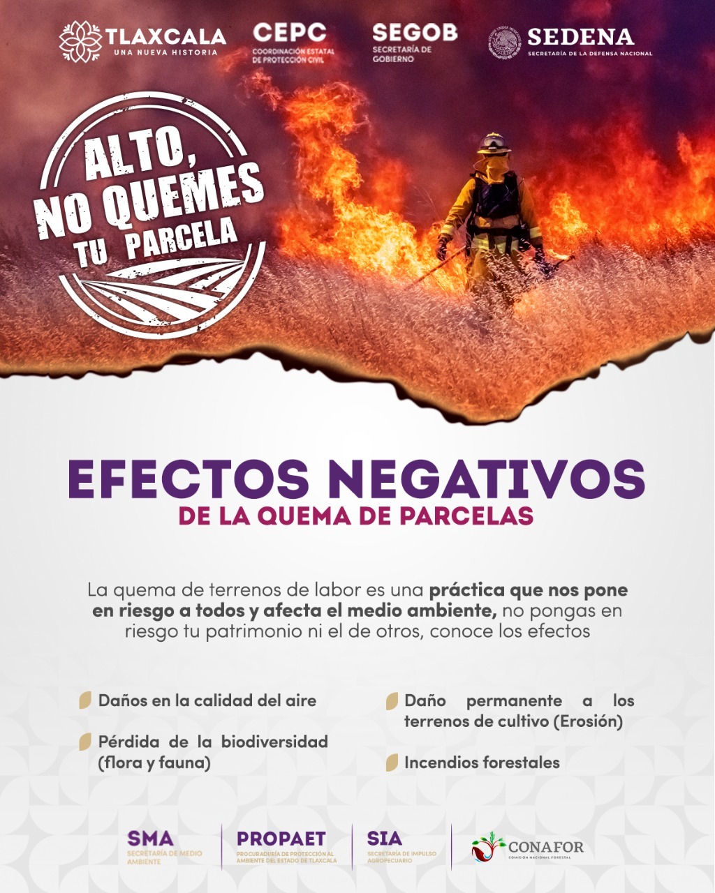 Exhorta CEPC a no realizar quema de parcelas en periodo de estiaje