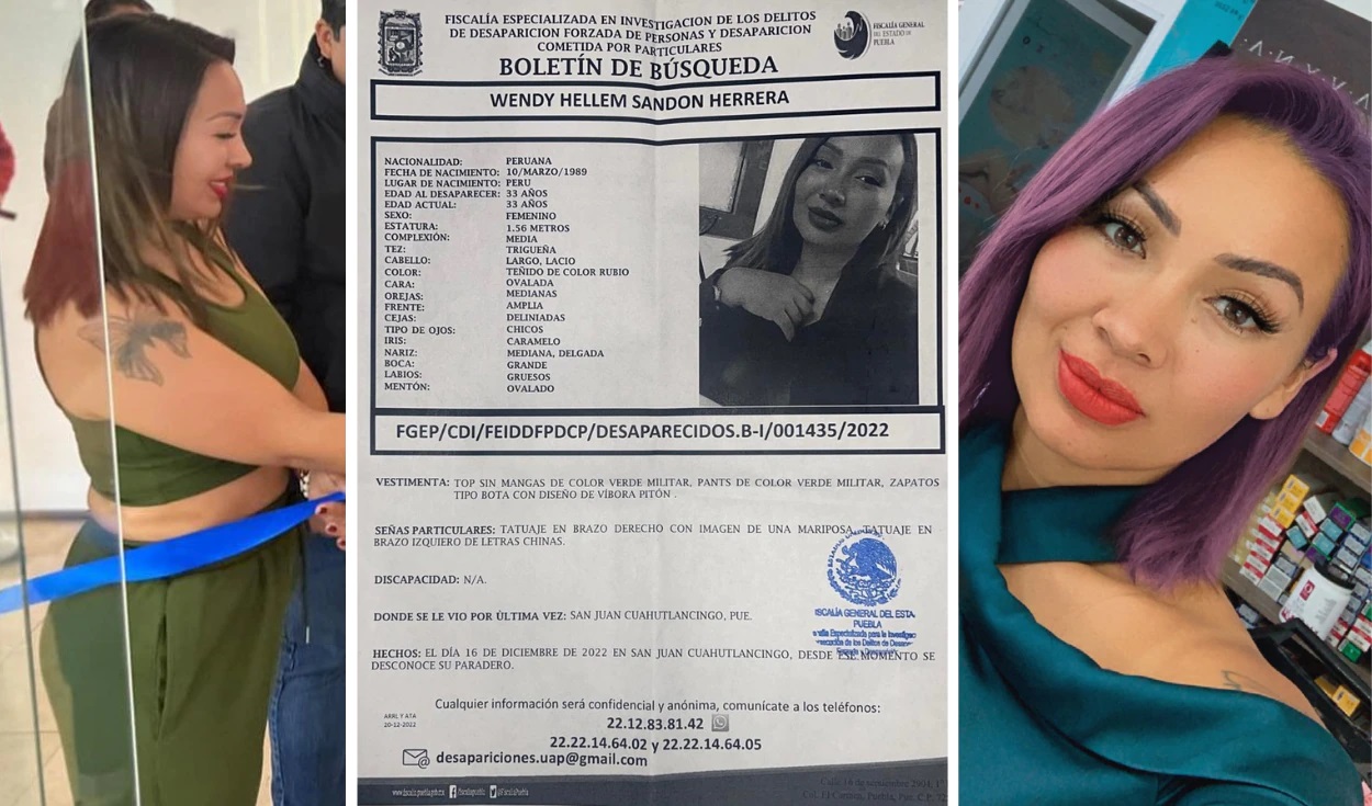 Por: Cortesía Wendy Sandon, peruana desaparecida en Puebla, fue localizada sin vida