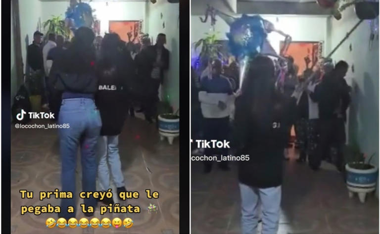 Por: Cortesía Posada no salió como esperaba... pensó que le pegaba a la piñata (Vídeo)