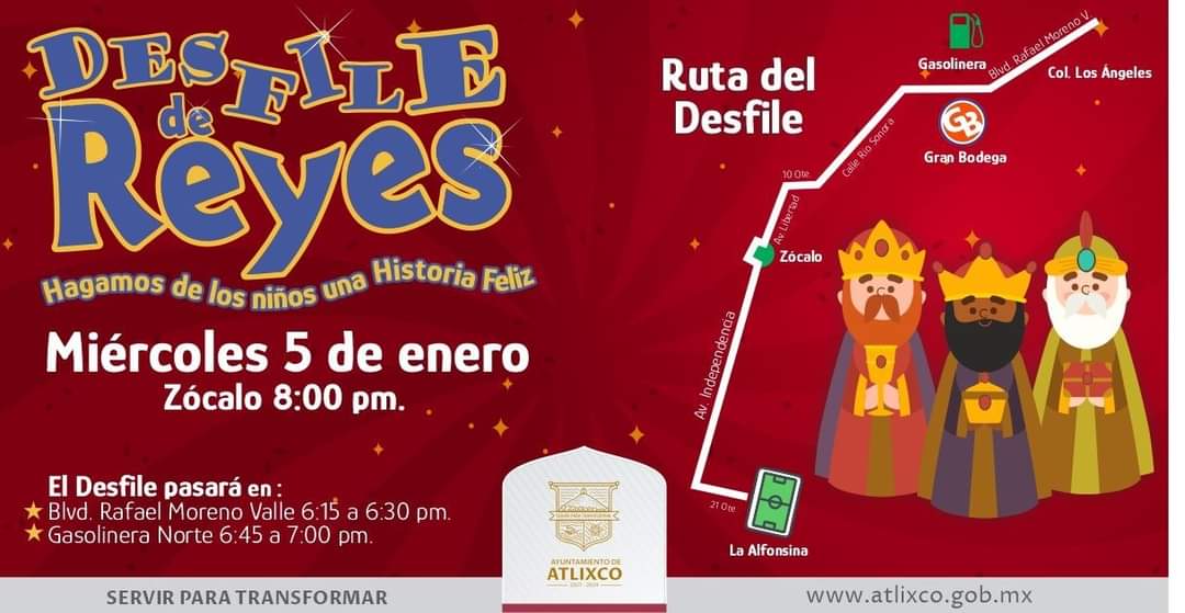 Por: Cortesía Desfile de reyes en Atlixco