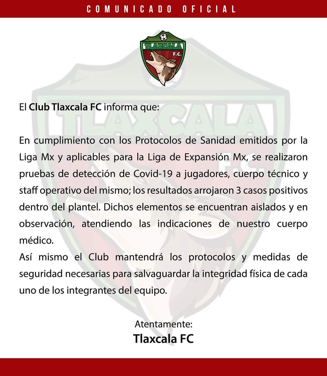 Por: Cortesía Infectados por Covid-19 tres colaboradores de Coyotes Tlaxcala