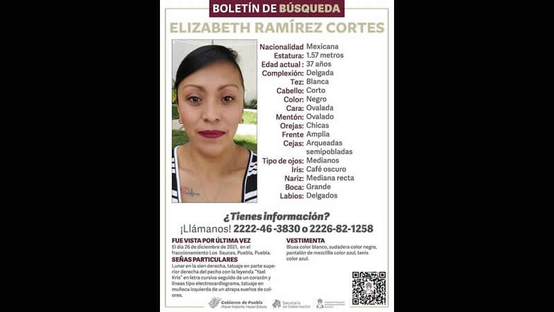Por: Cortesía Se solicita ayuda para localizar a Elizabeth, vista por última vez en Huejotzingo