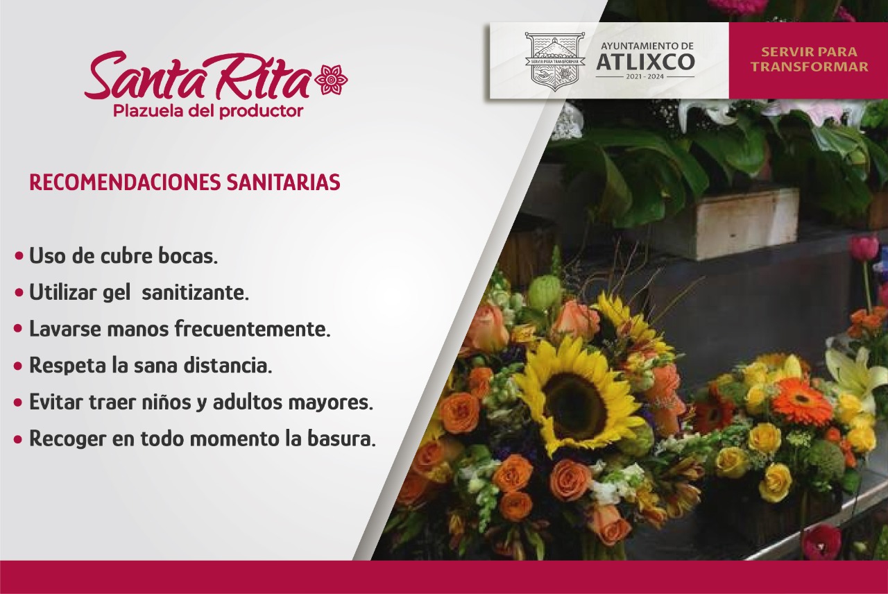Por: Cortesía Se refuerzan medidas de prevención en la plazuela de Santa Rita en Atlixco