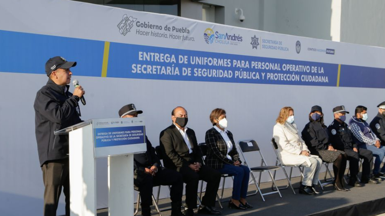 Por: Cortesía En San Andrés Cholula refuerzan el equipamiento de los elementos de la Secretaría de Seguridad Pública y Protección Ciudadana