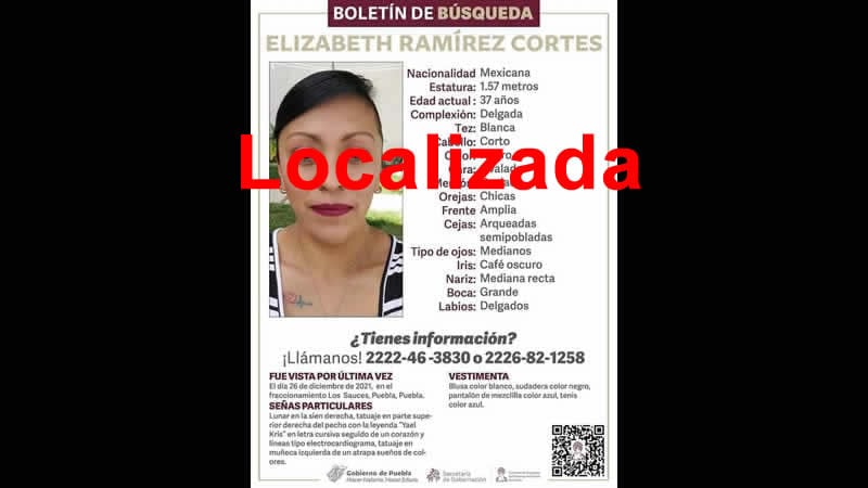 Por: Cortesía Se confirma que Elizabeth Ramirez fue localizada, lamentablemente sin vida