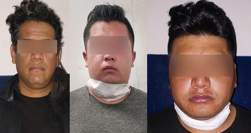 Policía detiene a 3 hombres por asalto a comercio en el Centro Histórico de Puebla