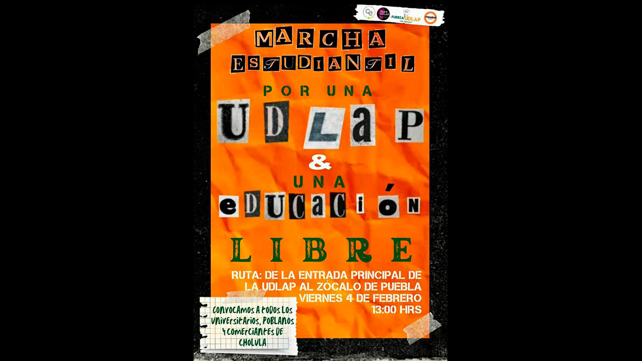 Por: Cortesía ¡Toma precauciones!, este es el recorrido de la manifestación UDLAP a las 13 horas