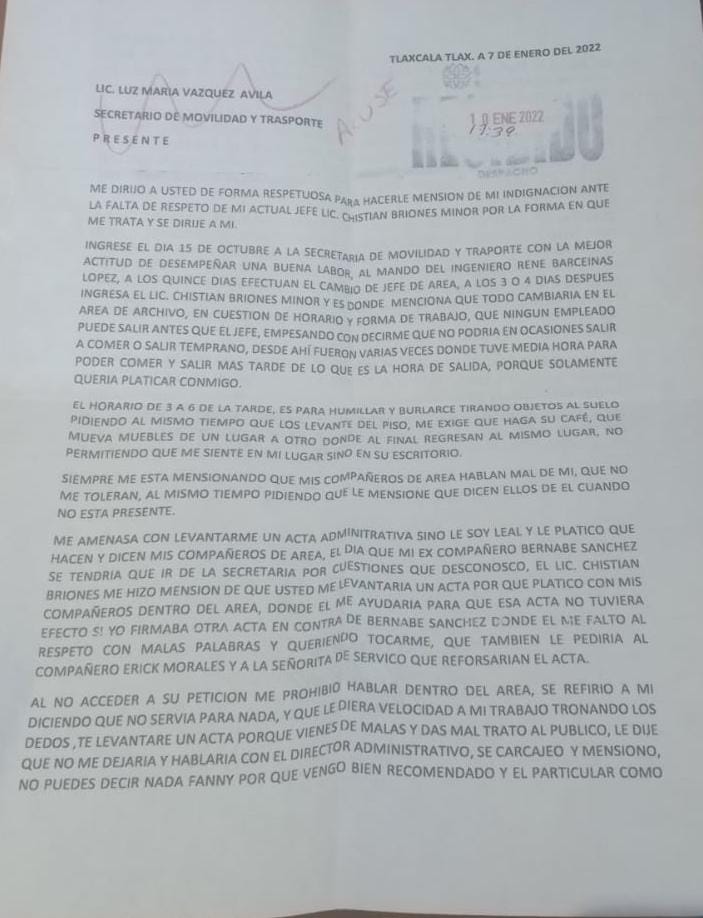 Exponen acoso y maltrato a trabajadora de SMyT