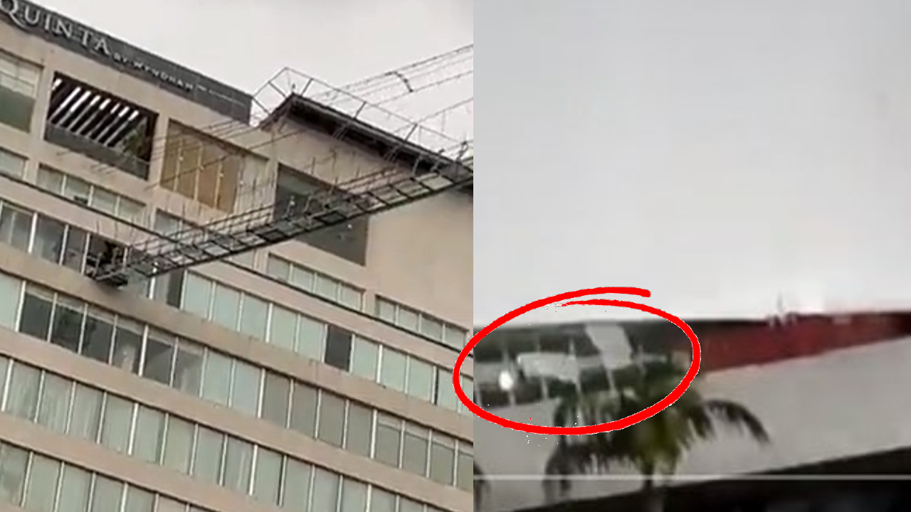 Por: Cortesía Caen cristales del Puente Sky Bridge debido a las fuertes lluvias