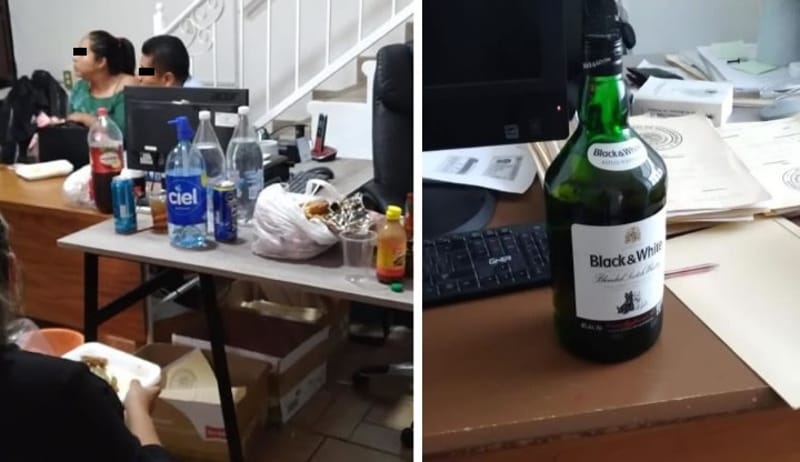 Por: Cortesía Funcionarios del juzgado de Tecamachalco son sorprendidos embriagándose en horario laboral