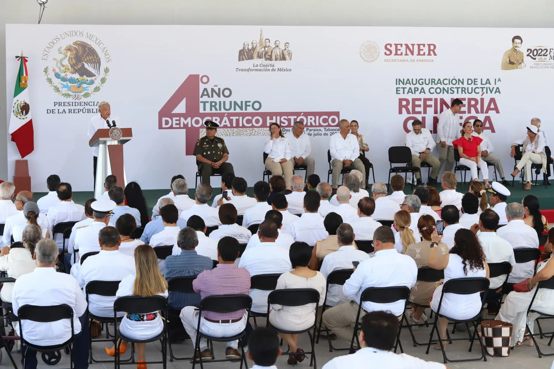 Por: Cortesía Desde refinería Dos Bocas, AMLO presenta segundo informe trimestral