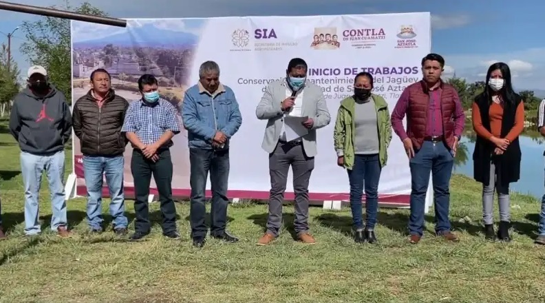 Ayuntamiento de Contla inicia trabajos de conservación y mantenimiento del Jagüey de San José Aztatla