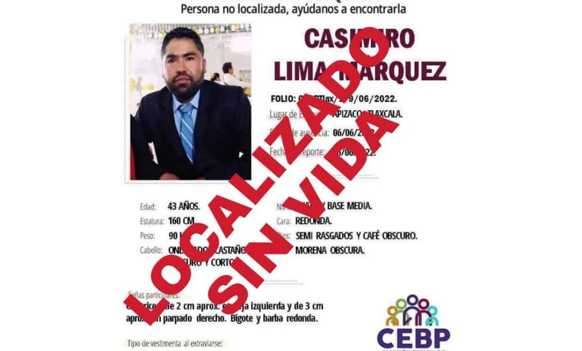 Por: Cortesía Localizan sin vida a Casimiro 13 días después de desaparecido
