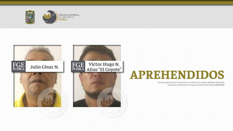 Por: Cortesía Fiscalía Puebla aprehendió a dos hombres por el homicidio de una niña en La Popular.