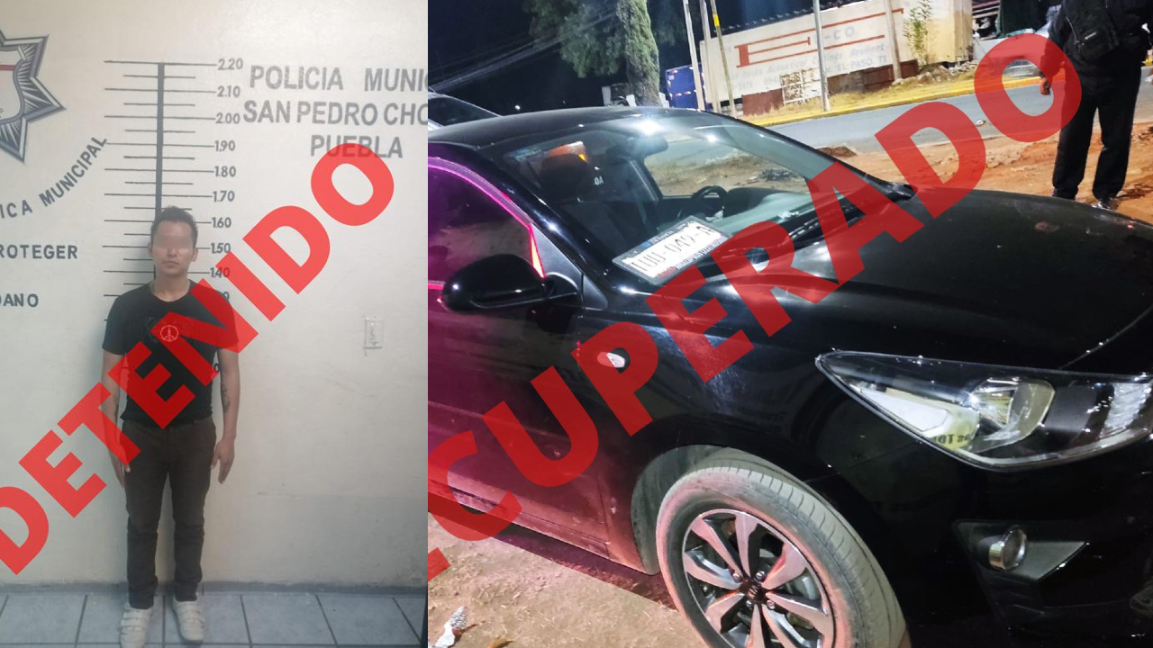 Por: Cortesía Policías de San Pedro Cholula recuperaron un vehículo con reporte de robo