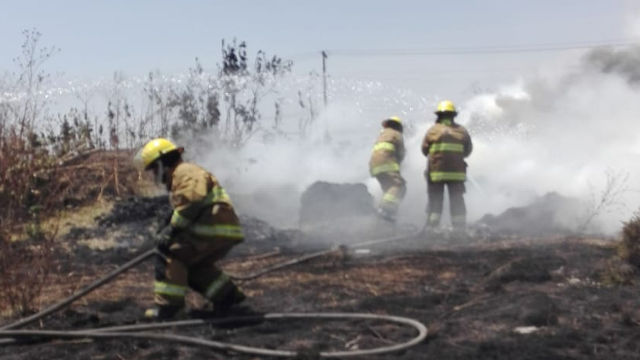 Bomberos lograron sofocar un incendio en un terreno baldío de Coronango 