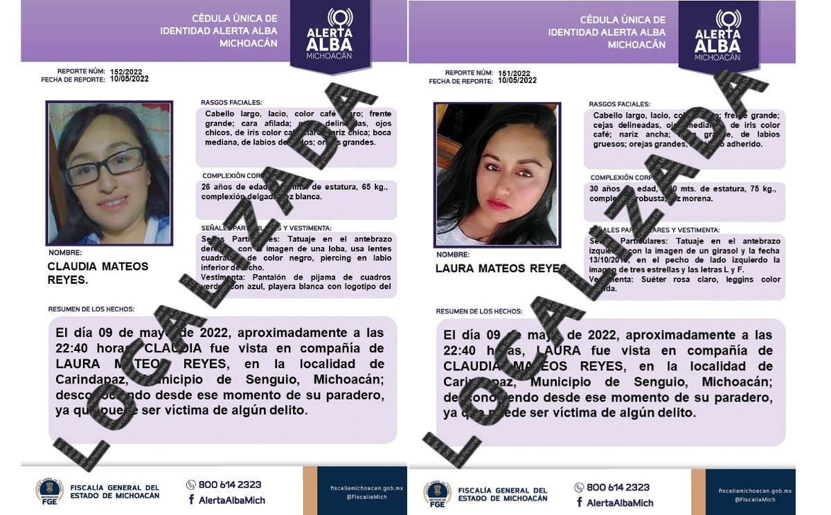 Por: Cortesía Localizan muertas en Edomex a hermanas que sustrajo grupo armado de su casa en Michoacán