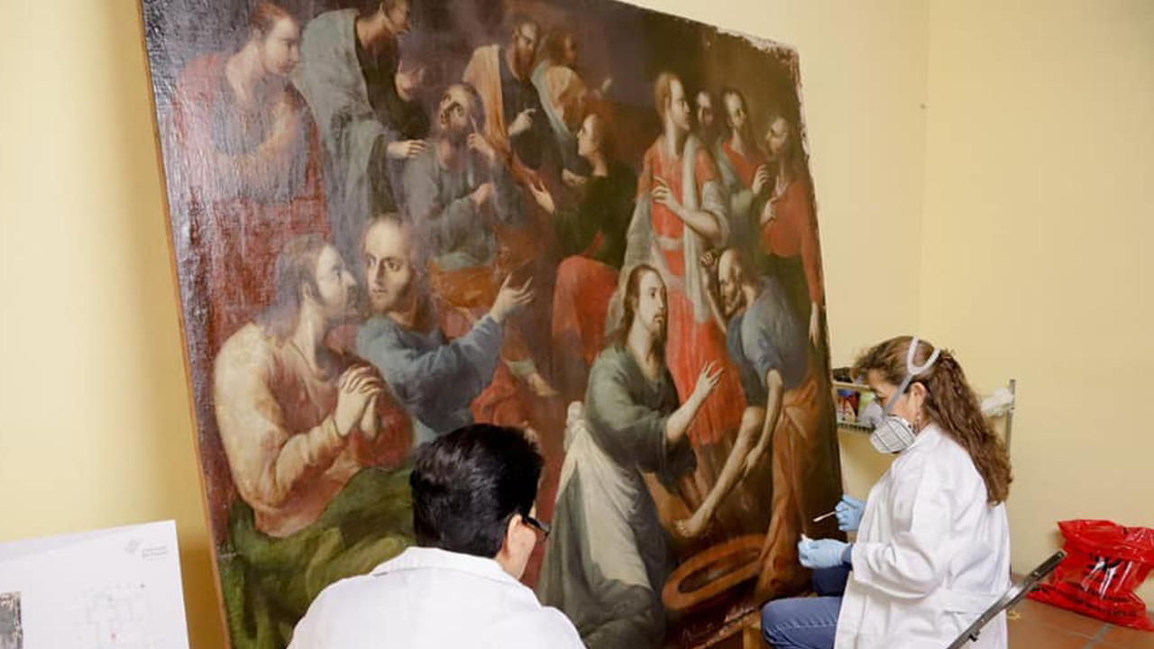 Por: Cortesía Están siendo restaurados los oleos del templo de San Francisco de Acatepec