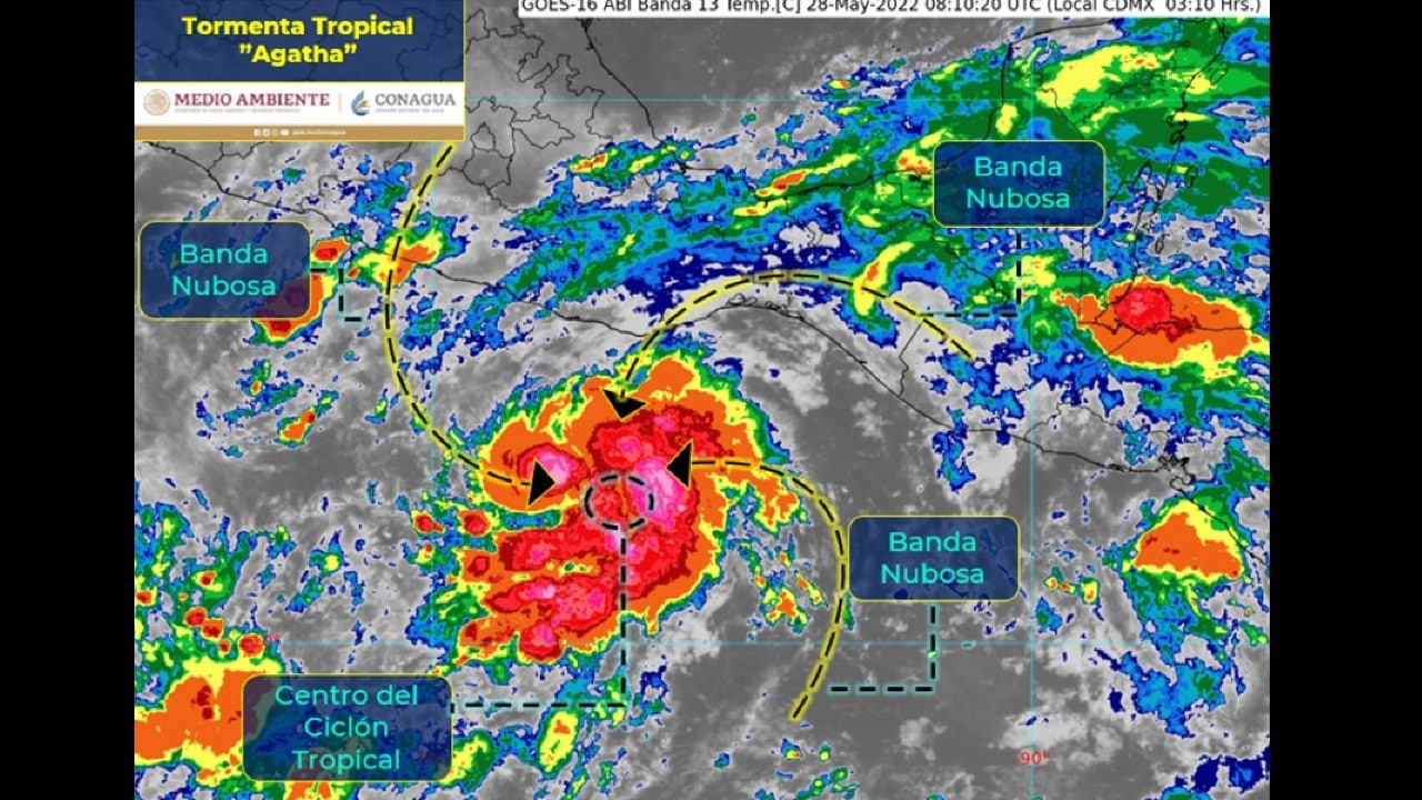 Por: Cortesía Se forma tormenta tropical ‘Agatha’ frente a costas de Oaxaca y Guerrero; podría intensificarse a huracán
