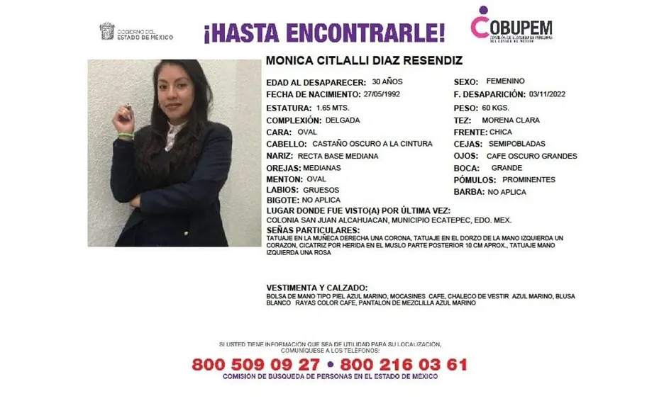 Por: Cortesía Cuerpo encontrado en contrado en paraje entre Tlalpan y Morelos es el de la maestra Mónica Citlalli