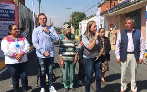 Por: Cortesía Lula Pineda Inaugura pavimentación Paola Angon en San Matías Cocoyotla