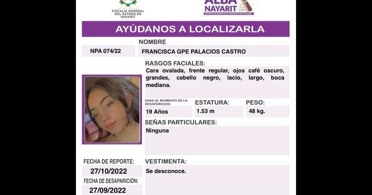 Por: Cortesía Fiscalía confirma feminicidio de Francisca, joven desaparecida el pasado 27 de septiembre