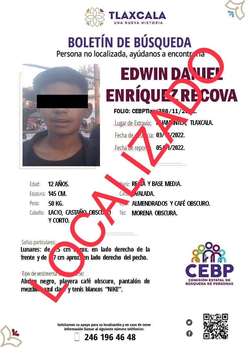 Por: Cortesía Ubican policías municipales a menor con reporte de no localizado